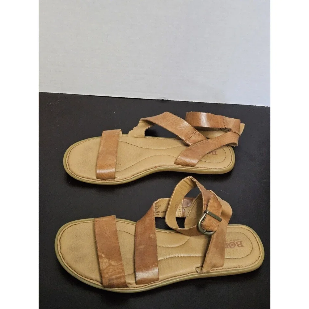 Sz 9 - Born Leah Brown Leather Ankle Strap Shoe Sandals Womens